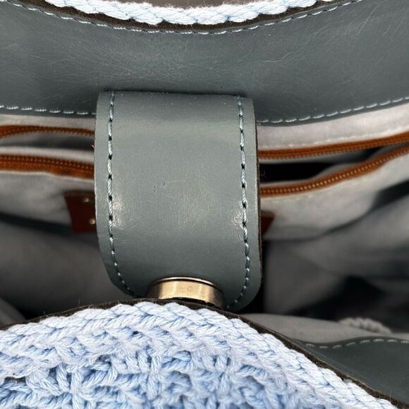 Patricia Nash Safflower Blue Cantinella Crochet Bag with Bamboo Handles - Picture 11 of 16